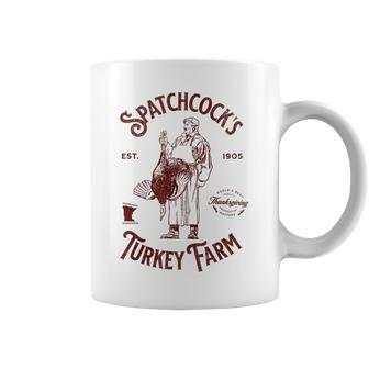 Spatchcock's Turkey Farm Vintage Distressed Thanksgiving Coffee Mug - Monsterry
