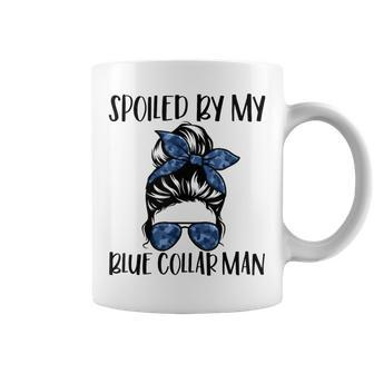 Spoiled By My Blue Collar Man Messy Bun Coffee Mug - Thegiftio UK
