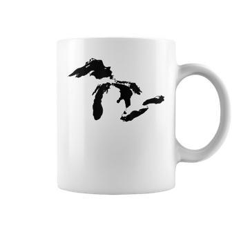 State Of Michigan Great Lakes Water Map Coffee Mug - Monsterry