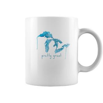 State Of Michigan Watercolor Mitten Great Lakes Coffee Mug - Monsterry