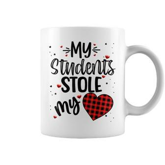 My Students Stole My Heart Teachers Plaid Valentines Day Coffee Mug - Seseable
