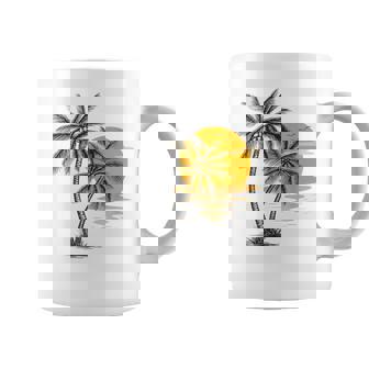 Sunset Beach Coco Palm Tree Cute Summer Vacation Coffee Mug - Thegiftio UK