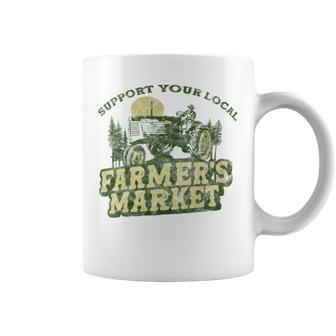 Support Your Local Farmers Market Vintage Tractor Retro Coffee Mug - Monsterry