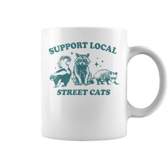 Support-Local-Street-Cat Vintage Raccoon Opossum Skunk Coffee Mug | Mazezy