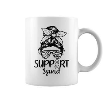 Support Squad Lung Cancer Awareness White Ribbon Women Coffee Mug | Mazezy