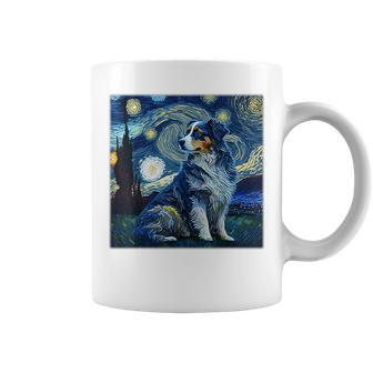 Surrealism Starry Night Australian Shepherd Dog Coffee Mug - Monsterry CA