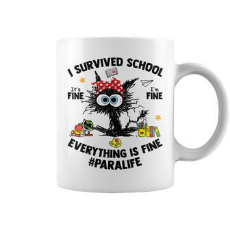 I Survived School Para Life Everything Is Fine Cat Coffee Mug | Mazezy CA