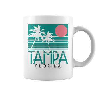 Tampa Florida Fl Palm Trees Surf Vintage Retro Coffee Mug - Monsterry