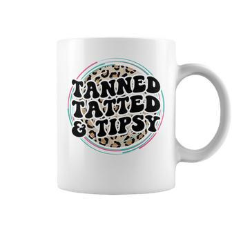 Tanned Tatted And Tipsy Groovy Hot Mom Beach Summer Vacation Coffee Mug - Monsterry UK