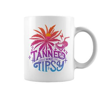 Tanned And Tipsy Beach Summer Vacation Tie Dye Women Coffee Mug - Monsterry CA