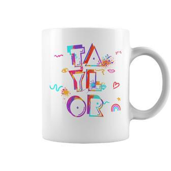 Taylor Girl First Name Personalized Groovy Coffee Mug - Thegiftio UK