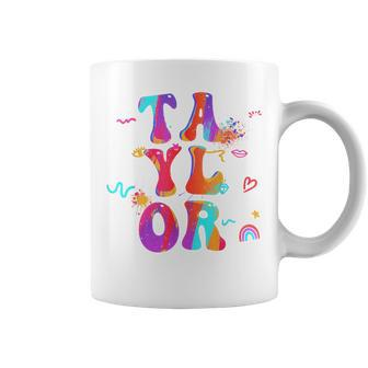 Taylor Girl First Name Personalized Groovy Coffee Mug - Seseable