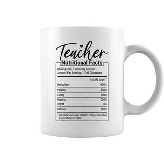 Teacher Nutrition Facts Teacher Appreciation Coffee Mug - Monsterry DE