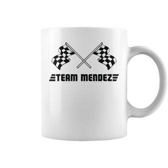 Team Mendez Family Name Checkered Flag Racing Coffee Mug - Seseable