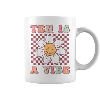 Ten Is A Vibe Cute Groovy 10Th Birthday Party Daisy Flower Coffee Mug | Mazezy AU