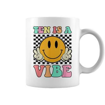 Ten Is A Vibe Retro Smile 10 Year Old 10Th Birthday Girl Coffee Mug | Mazezy