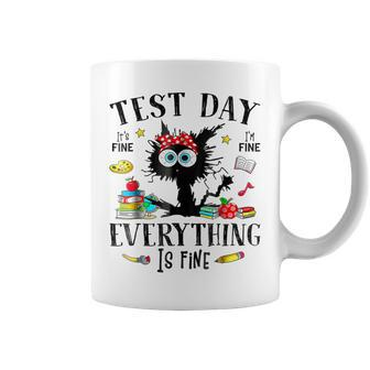 Test Day Stressed Teachers & Students Testing Cat Coffee Mug | Mazezy CA