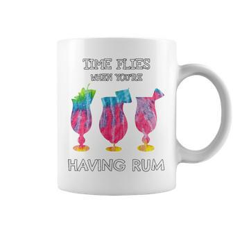 Time Flies When You're Having Rum Beach Vacation Drink Coffee Mug - Monsterry