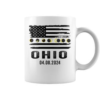Total Solar Eclipse 2024 Totality Ohio Usa American Flag Coffee Mug | Mazezy
