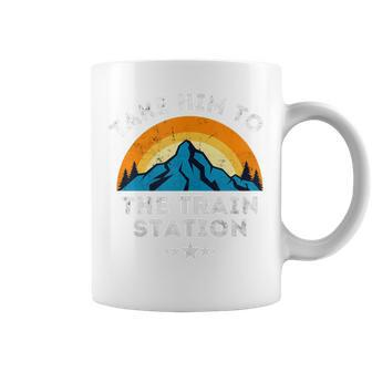 Take Him To The Train Station Retro Vintage Graphic Coffee Mug - Monsterry