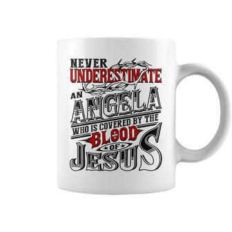 Never Underestimate Angela Family Name Coffee Mug - Seseable