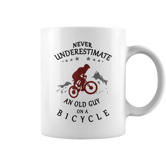 Never Underestimate An Old Guy On A Bicycle Bike Cyclists Coffee Mug - Thegiftio UK