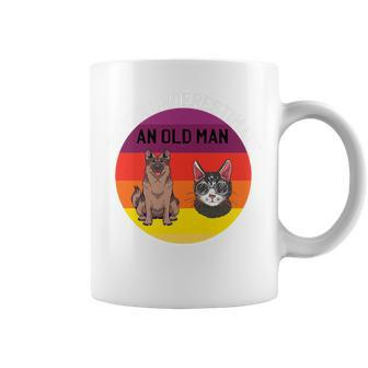 Never Underestimate An Old Man With German Shepherd Cat Coffee Mug - Thegiftio UK