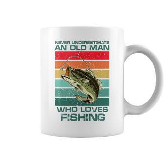 Never Underestimate A Old Man Who Loves Fishing Bass Vintage Coffee Mug - Thegiftio UK