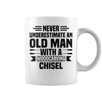 Never Underestimate An Old Man With Woodcarving Carpenter Coffee Mug - Monsterry