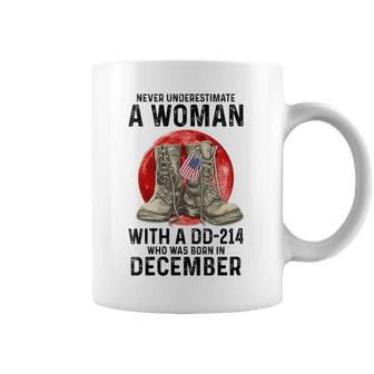 Never Underestimate A Woman With A Dd-214 December Coffee Mug - Thegiftio UK