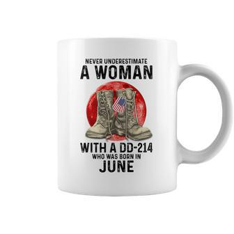 Never Underestimate A Woman With A Dd-214 June Coffee Mug - Monsterry UK