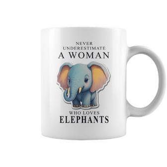 Never Underestimate A Woman Who Loves Elephants Coffee Mug - Monsterry DE