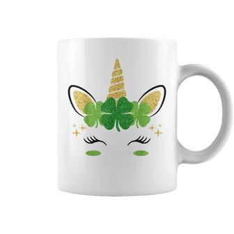 Unicorn Face St Patrick's Day Girls Women Kids Coffee Mug | Crazezy