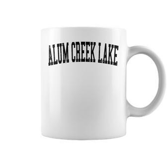 Vintage Alum Creek Lake Distressed Black Varsity Style Coffee Mug - Monsterry DE