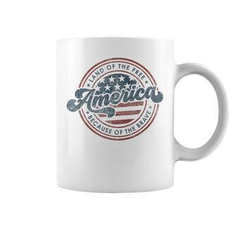 Vintage America Land Of The Free Because Of The Brave Coffee Mug - Thegiftio UK