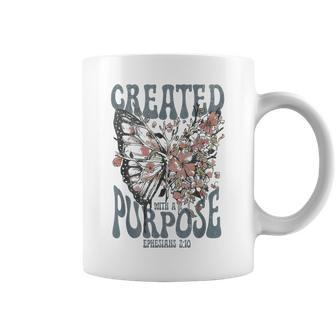 Vintage Created With A Purpose Butterfly Floral Coffee Mug - Monsterry UK