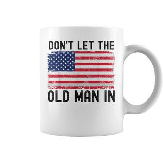 Vintage Don't Let The Old Man In American Flag Womens Coffee Mug - Monsterry