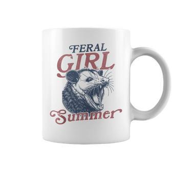 Vintage Feral Girl Summer Opossum Coffee Mug - Monsterry