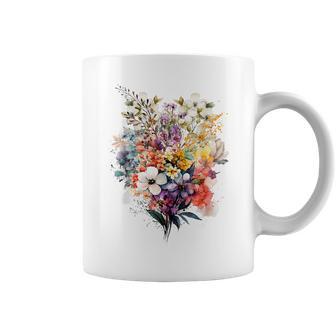 Vintage Inspired Watercolor Flowers Botanical Cute Coffee Mug - Monsterry AU