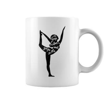 Vintage Keep Calm And Do Yoga Woman Silhoutte Coffee Mug - Monsterry UK