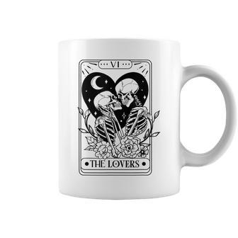Vintage The Lovers Tarot Card Skeleton Skull Loves Tarot Coffee Mug - Seseable