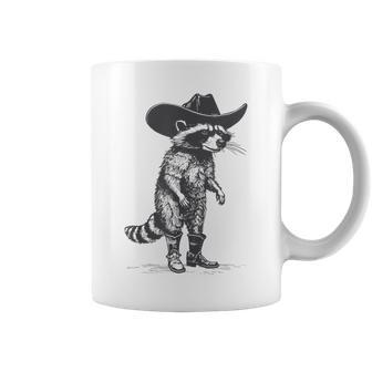 Vintage Raccoon Cowboy Cowgirl Trash Panda Western Country Coffee Mug - Monsterry DE