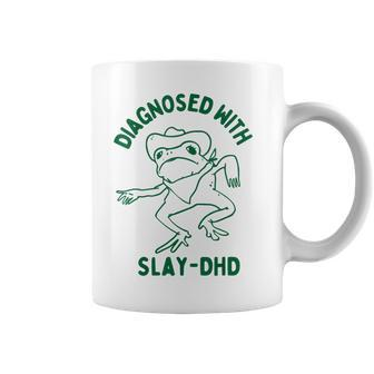 Vintage Retro Frog Diagnosed With Slay Dhd Present I Coffee Mug | Mazezy