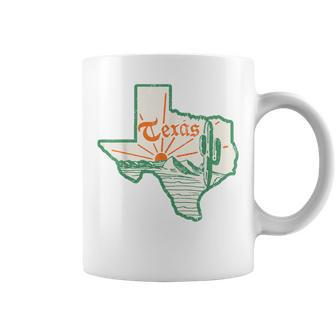 Vintage Texas Home State Map Pride Cactus Texan Retro Rodeo Coffee Mug - Monsterry