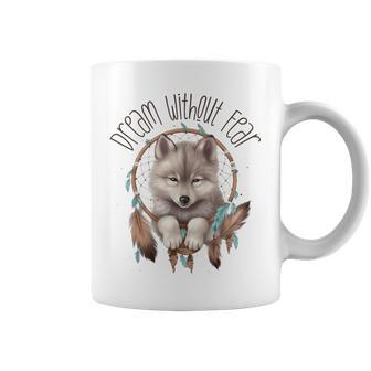 Vintage Western Dreamcatcher Wolf Graphic Wolf Women Coffee Mug | Mazezy