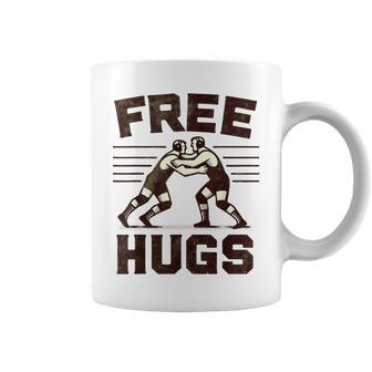 Vintage Wrestler Free Hugs Humor Wrestling Match Coffee Mug - Monsterry UK