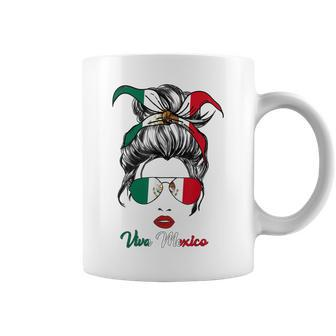 Viva Mexico Messy Bun Cinco De Mayo Mexican Girls Coffee Mug - Seseable