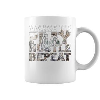 Wake Pray Hustle Repeat Entrepreneur Hip Hop Christian God Coffee Mug - Monsterry AU