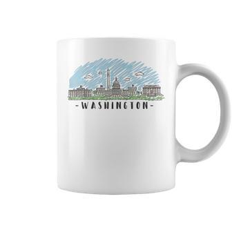 Washington Dc Skyline T In Multi Color Watercolors Coffee Mug - Monsterry AU