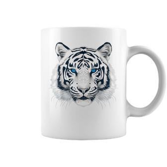 White Tiger Blue Eyes Wild Cat Animal Coffee Mug - Thegiftio UK